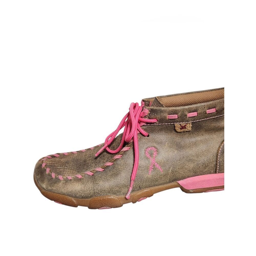 Twisted X Youth Girls' Brown Breast Cancer Moccasin Boots - Moc Toe Size 5.5 M